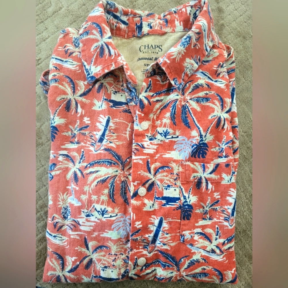 Chaps Men's Seacoast Wash Button Down Casual Sunmer Beach Work‎ Relax Small